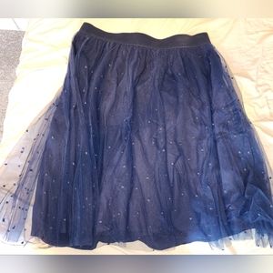 Plus size navy polka dot tulle skirt